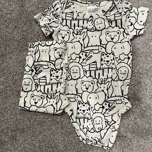 Hanna Andersson Black and White Animal Print Onesie and Pants